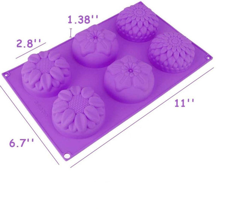 Silicone 6 Cups Sunflower Shape Cupcake Tray, Muffin Soap Moulds