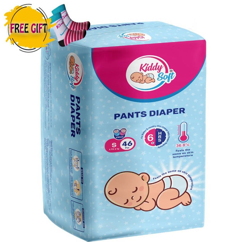 Premium Pants Diapers, Small, 46 Counts (Baby Socks- FREE)