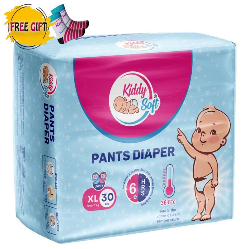 Premium Pants Diapers, Extra Large, 30 Counts (Baby Socks- FREE)