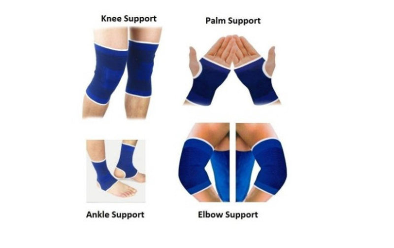 Combo of Ankle + Knee + Elbow + Palm Support Pairs for GYM Exercise Grip