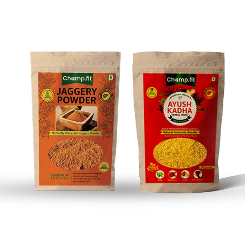 Ayush Kadha,Jaggery Powder,Champ.fit Roasted 5 in 1 Seed mix (Combo Pack)