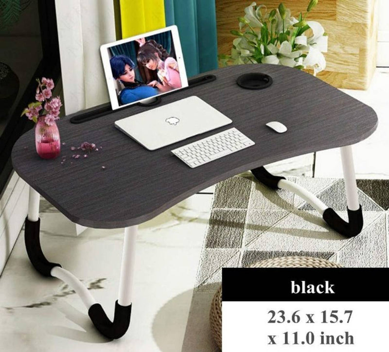 Shopper52 Foldable Multi-Function Portable Laptop Study Table Bed Table Kids Study Table Mini Table Wooden Table - HQMPTCUP-BK