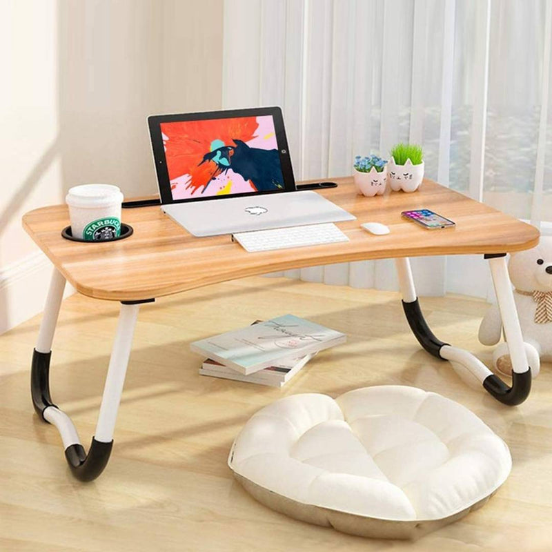 Shopper52 Foldable Multi-Function Portable Laptop Study Table Bed Table Kids Study Table Mini Table Wooden Table - HQMPTCUP-BR