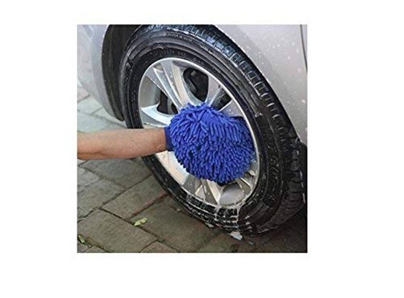 Shopper52 Microfibre Wash and Dust Chenille Mitt Cleaning Gloves (Set of 2 pcs)- FBRDGL