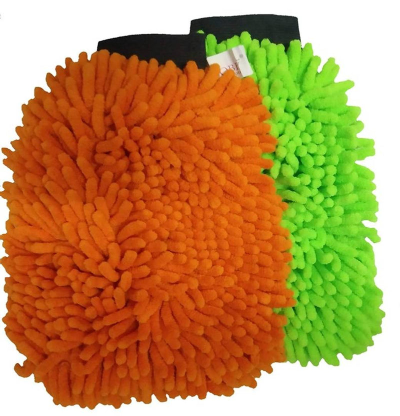 Shopper52 Microfibre Wash and Dust Chenille Mitt Cleaning Gloves (Set of 2 pcs)- FBRDGL