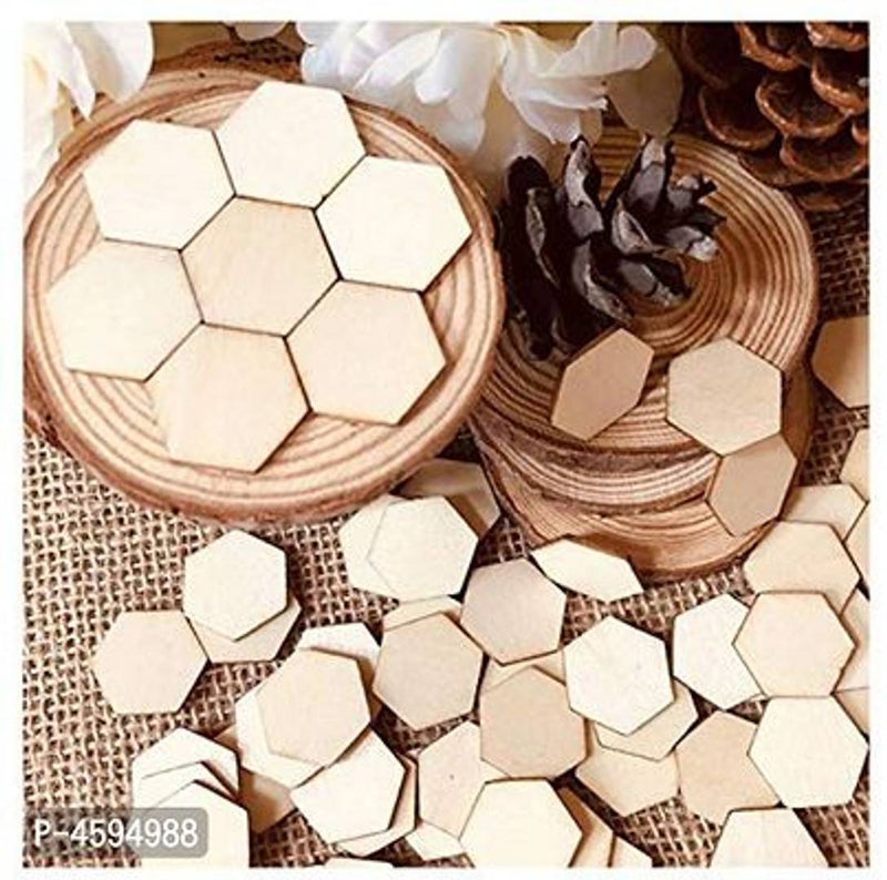 Paintable Hexagon Wooden Laser Cut Decoration For Kids