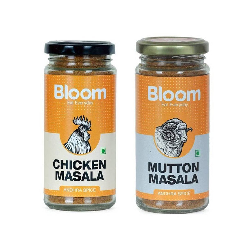Bloom Foods Andhra Chicken Masala + Andhra Mutton Masala Combo (125g + 125g) - Premium Spices - Price Incl. Shipping