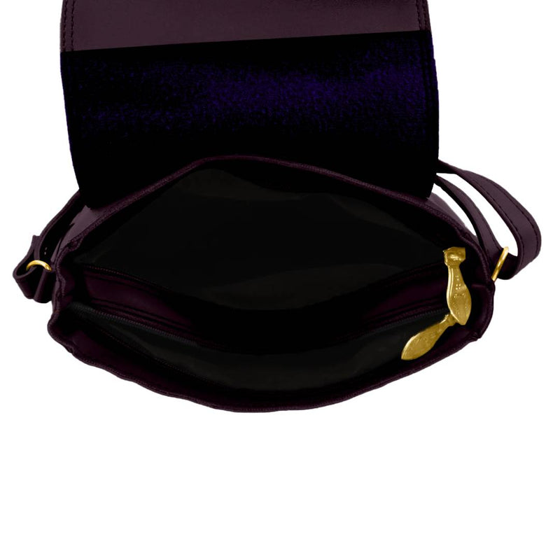 Stunning Purple Self Pattern Synthetic Sling Bags With Adjustable Strap For Women
