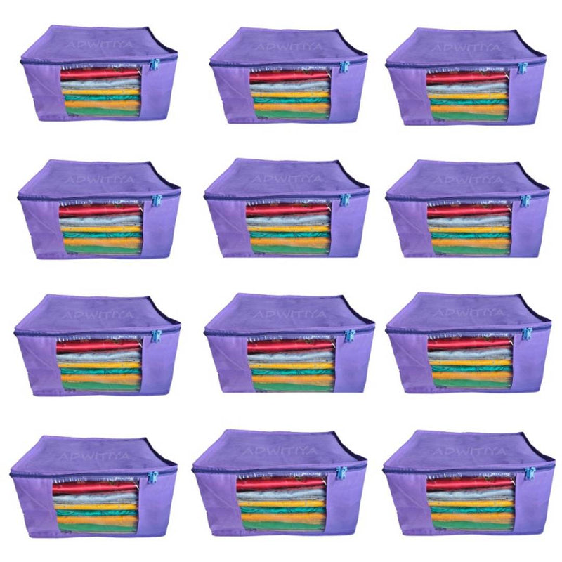 Set of 12 - Plain Large Nonwoven Saree Cover - Purple