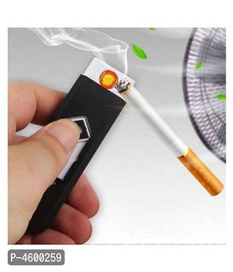 USB Flameless, Windproof, Electronic & Rechargeable Cigarette Lighter - Black/White