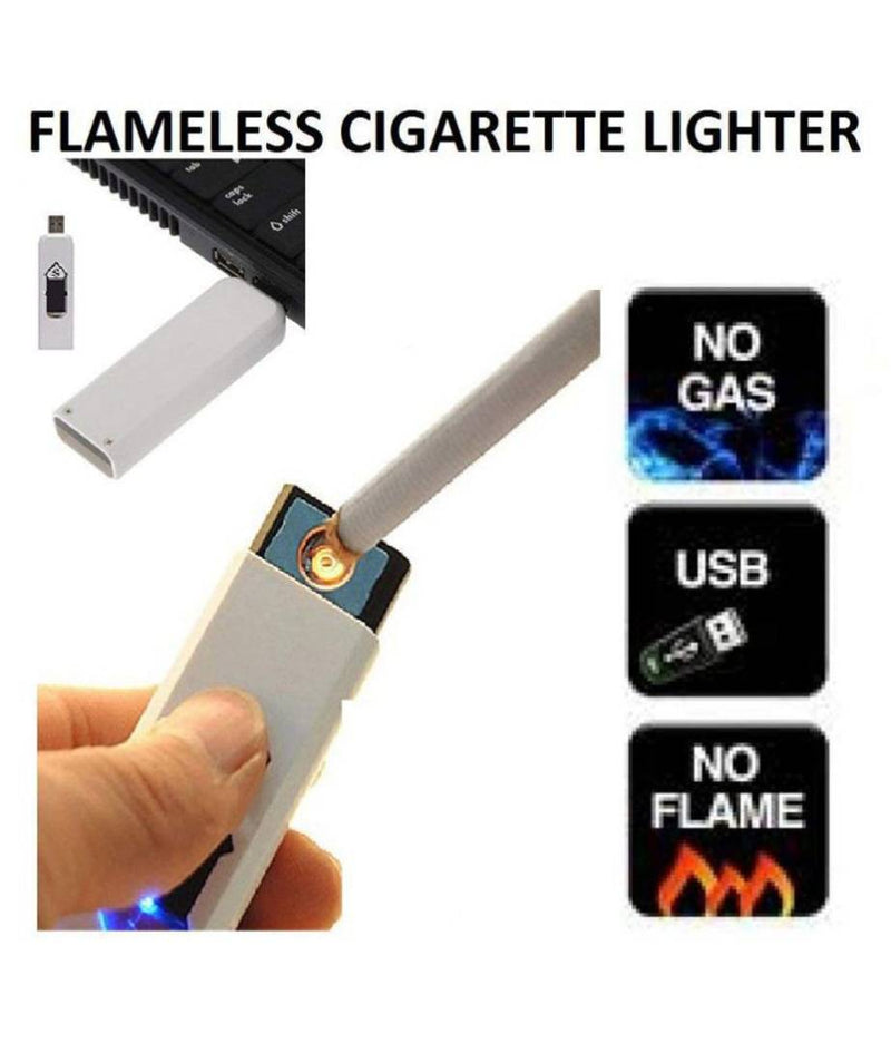 USB Windproof, Electronic & Rechargeable Cigarette Lighter - Black