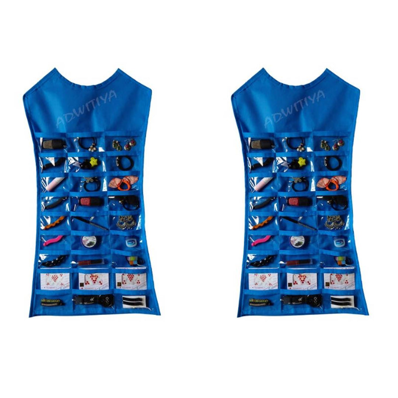 Set of 2 - Nonwoven Dress-Shaped Hanging Organizer - Blue