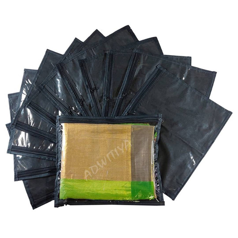 Set of 12 - Single Nonwoven Saree Cover - Black