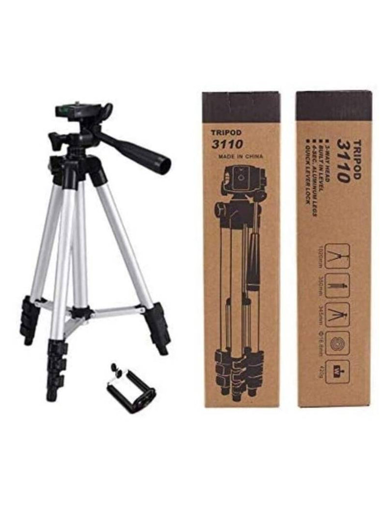 Tripod-3110 Aluminium Portable Adjustable Aluminum Lightweight Stand with Three-Dimensional Head & Release Plate for Video Cameras and Mobile Tripod