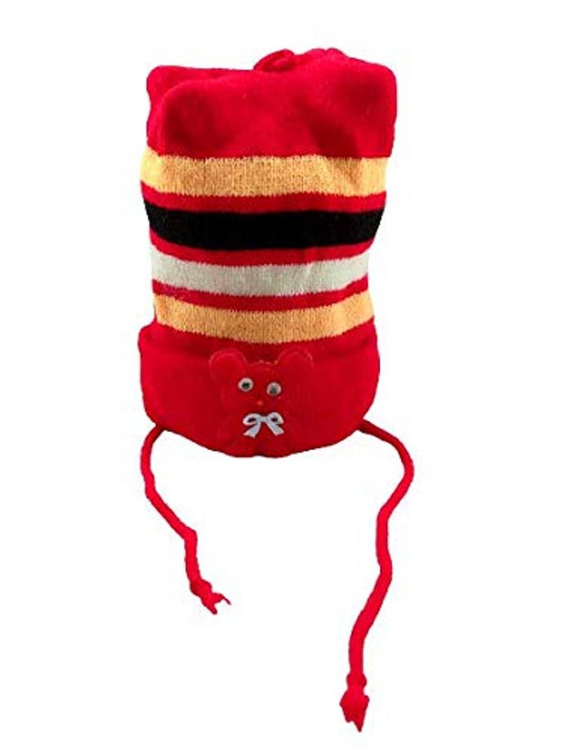 UBL BUYMOOR Baby Winter Warm Soft Kids Colorful Woolen Cap Boys & Girl's Little Kids Knitted Beanie Hat Baby Cute Cartoon Cat Winter Warm Earflap Hat for 1-5 Years Old (RED)