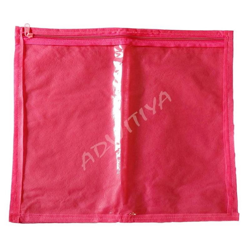 Set of 24 - Single Nonwoven Saree Cover - Pink & Black