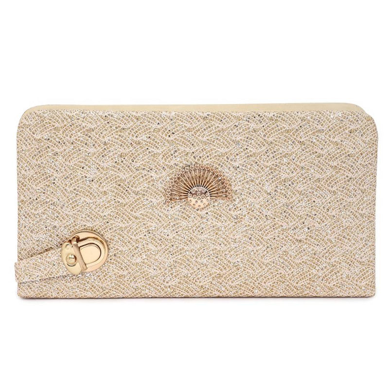 Artificial leather and Evening glittery Clutch with elegant metal detail