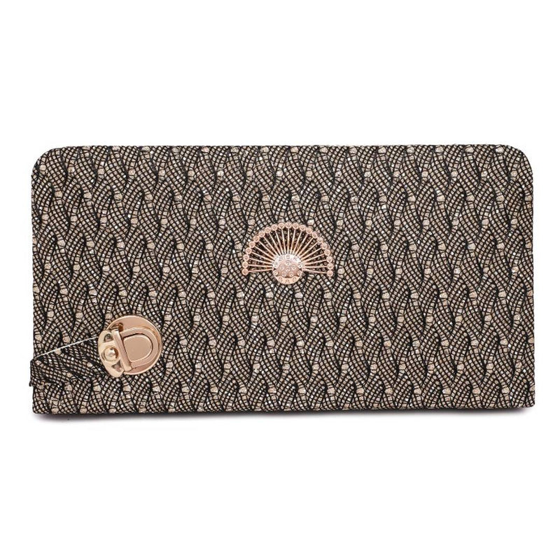 Artificial leather and Evening glittery Clutch with elegant metal detail