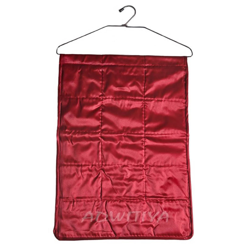 Set of 2 - Satin 13 pockets Hanging Organizer - Maroon