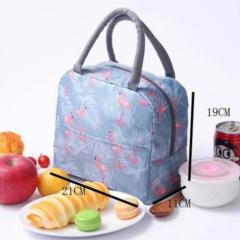 Printed Thermal Insulated Lunch Bag with Side Pocket Waterproof Lunch Bag