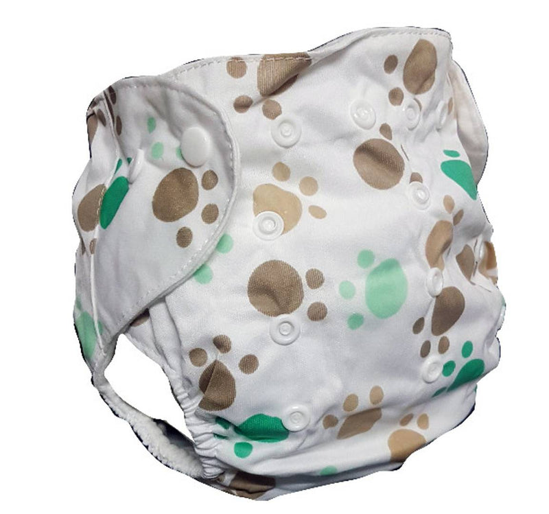 Printed Washable Reusable Button Cloth Diaper With 4 layered Insert- Pack Of 2 (Pink Blue Dots , Puppy)
