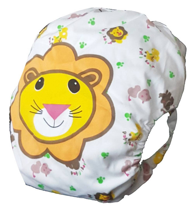 Printed Washable Reusable Button Pocket Cloth Diaper With 4 layered Insert- Pack Of 2 (Bunny , Lion)