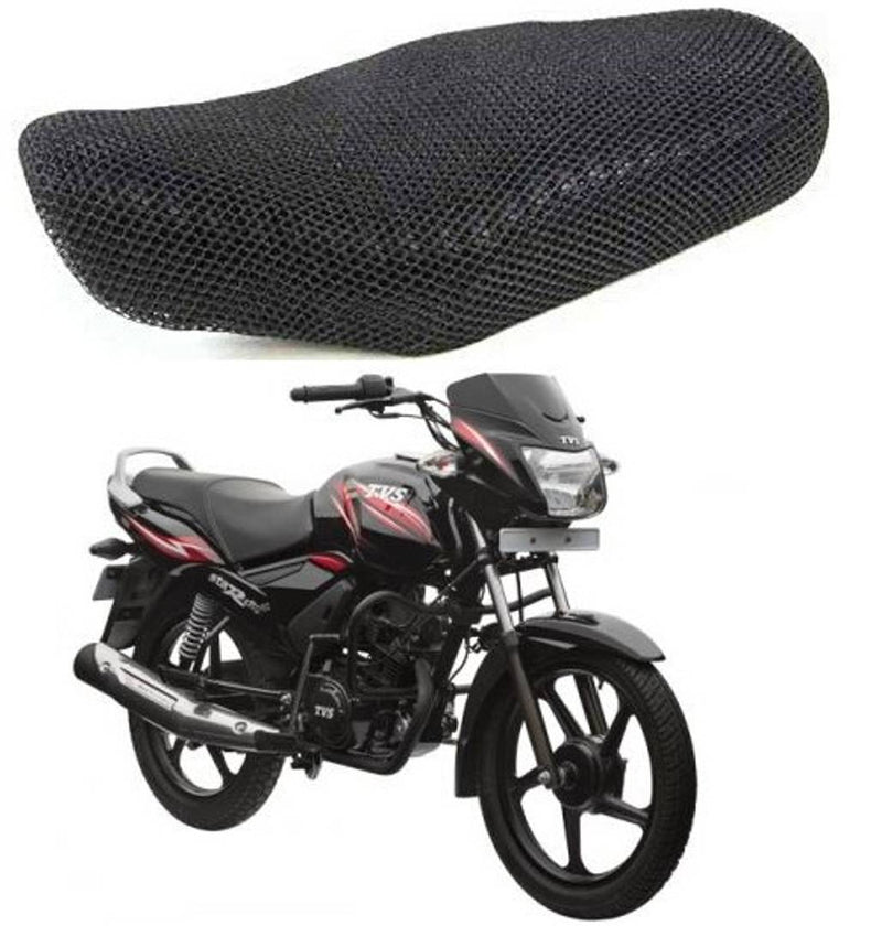 Black Mesh Nylon Bike Seat Cover For TVS Star Deluxe