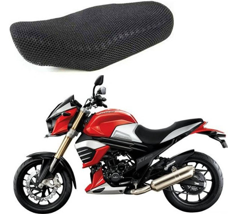 Black Mesh Nylon Bike Seat Cover For Mahindra  Mojo UT300