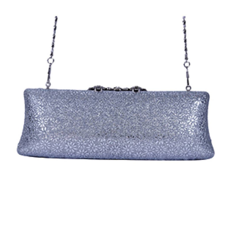 Stylish Polyester Silver Embellished Clutches For Women