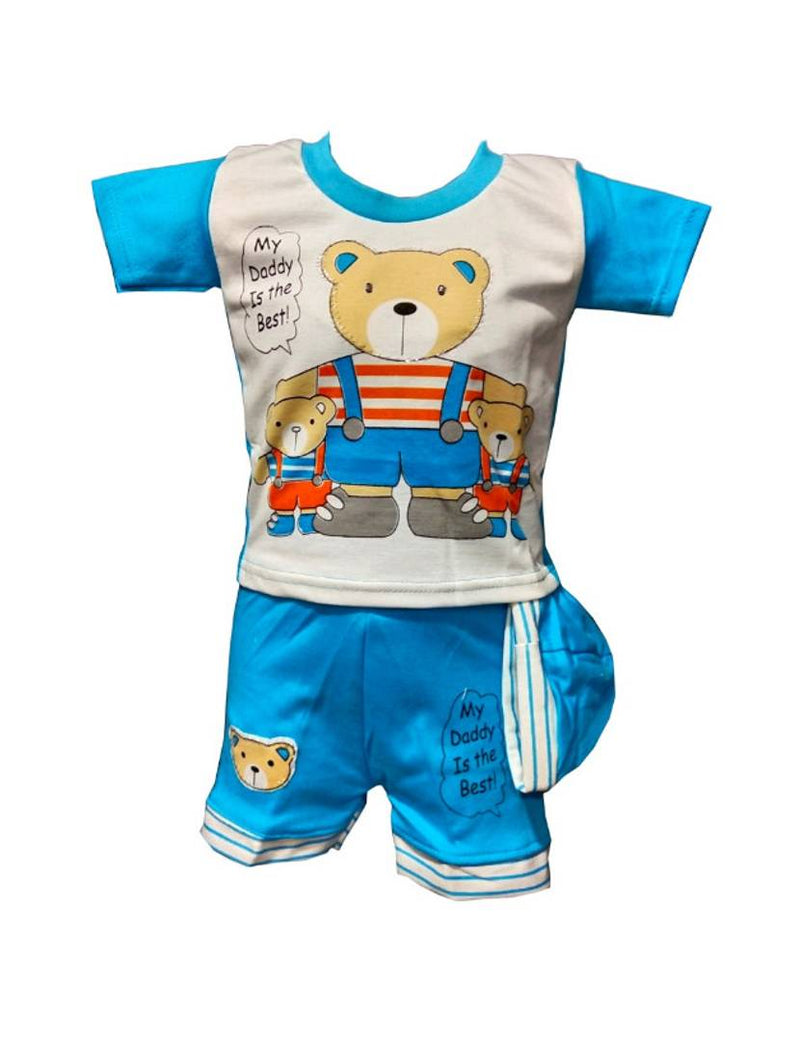 100% cotton clothing set for kids with cap