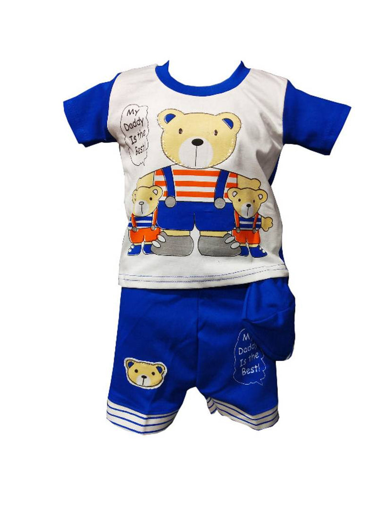 100% cotton clothing set for kids with cap