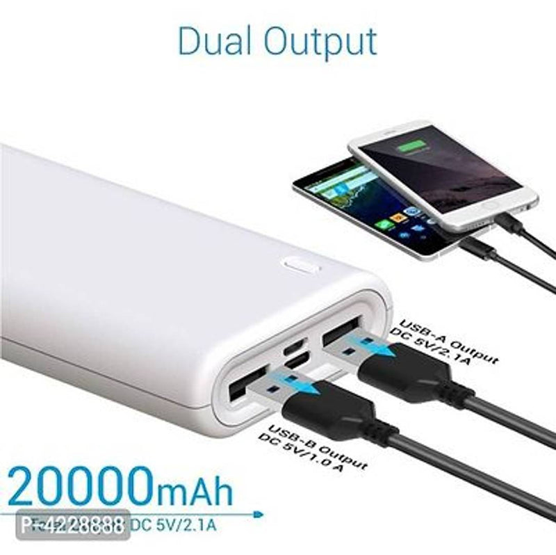 Portronics Indo 20X 20,000mAh Power Bank With LED Indicator, 2.0A Dual Input (Type C + Micro USB) And Dual USB Output (2.1A + 1.0A) For All Android And IOS Devices