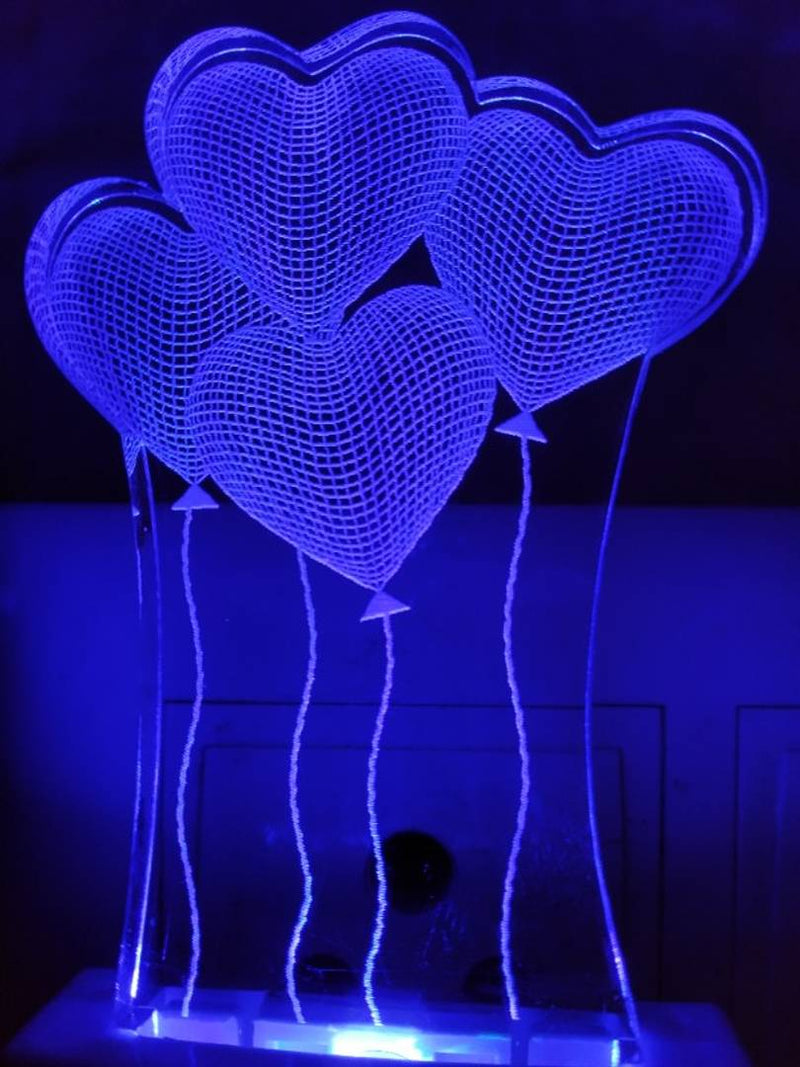 Acrylic Love Heart balloon Magic Night Lamp 3D Beautiful Illumination Bedroom with 7 Color LED Changing Light Night Lamp