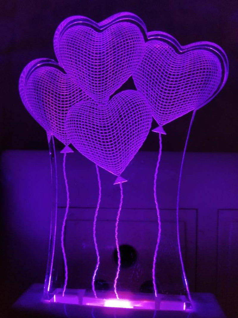 Acrylic Love Heart balloon Magic Night Lamp 3D Beautiful Illumination Bedroom with 7 Color LED Changing Light Night Lamp