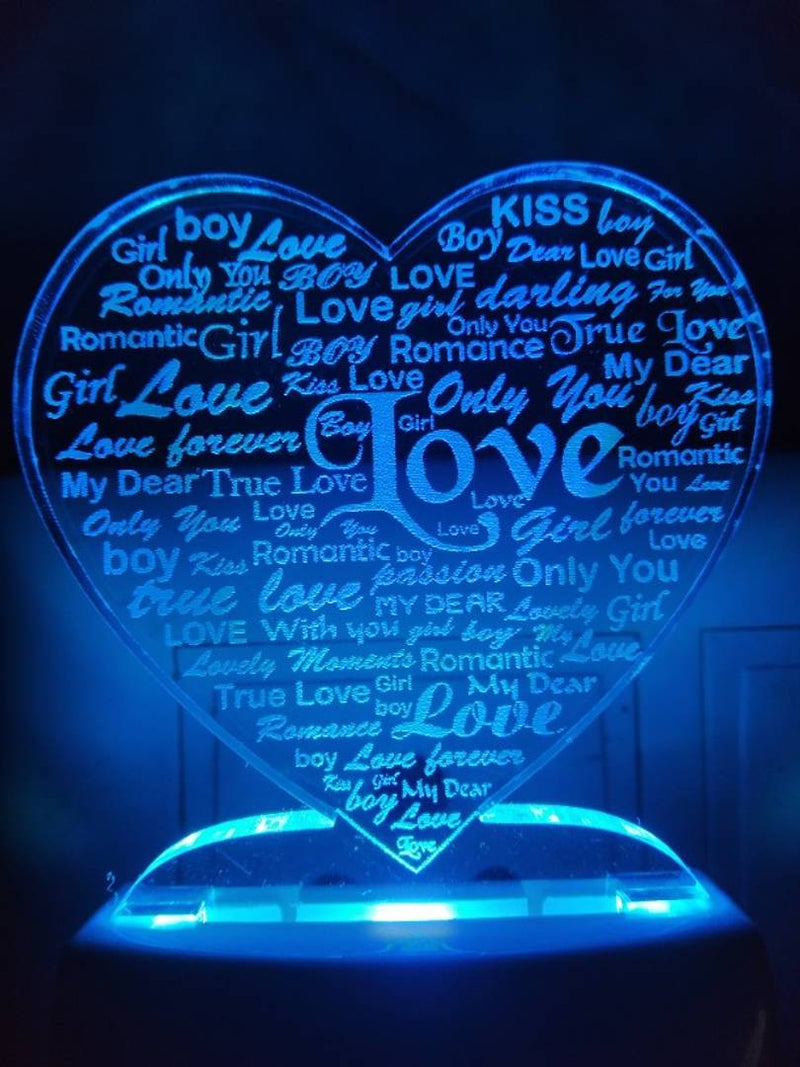 Love Night Lamp 3D Beautiful Illumination for Home, Bedroom with 7 Color LED Changing Light Night Lamp and Office Night Lamp