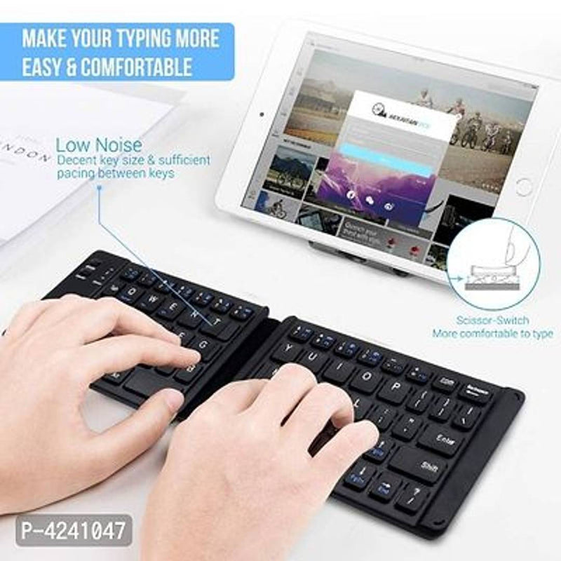 Portronics Chicklet A Foldable QWERTY Keyboard, Mini Pocket Sized, Rechargeable, Bluetooth Wireless, One Touch Connect Button, For IOS, Android And Windows Tabs, Smartphones, Black