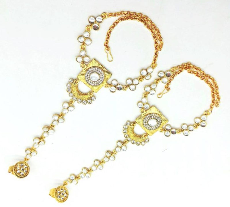 Traditional Gold Plated White Ring Bracelet ( 1 Pair)