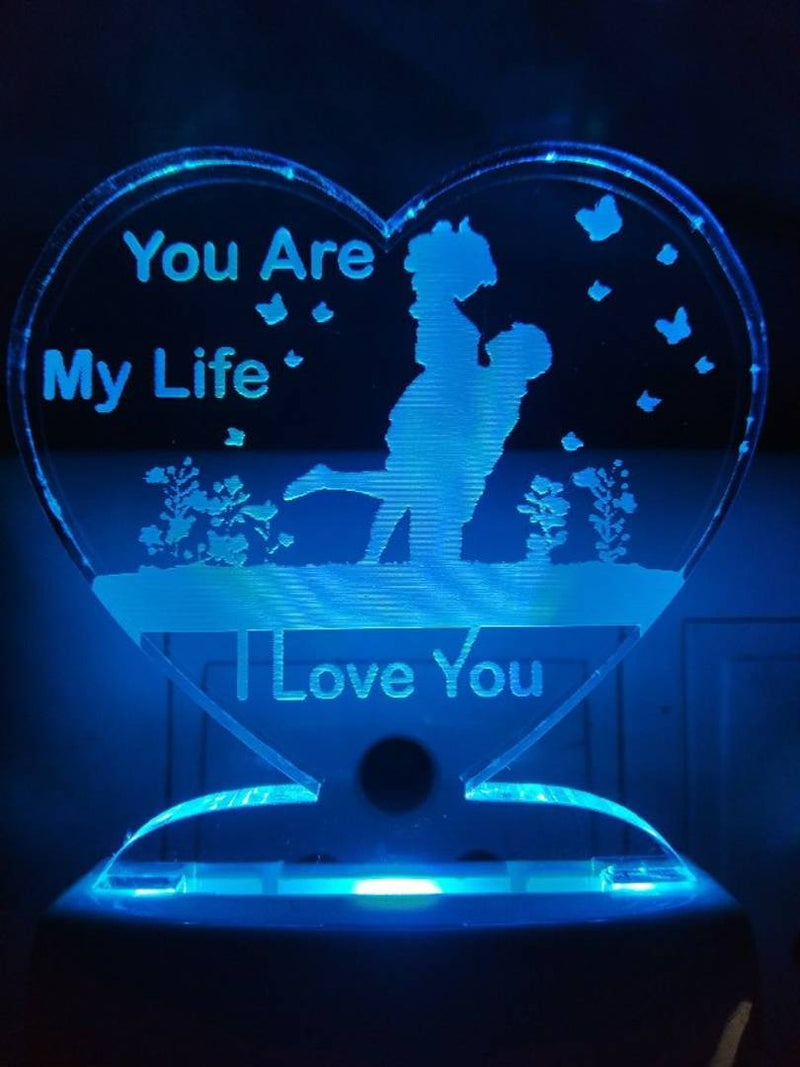 You are my life Love Couple Night Lamp 3D Beautiful Illumination for Home, Bedroom with 7 Color LED Changing Light Night Lamp and Office Night Lamp