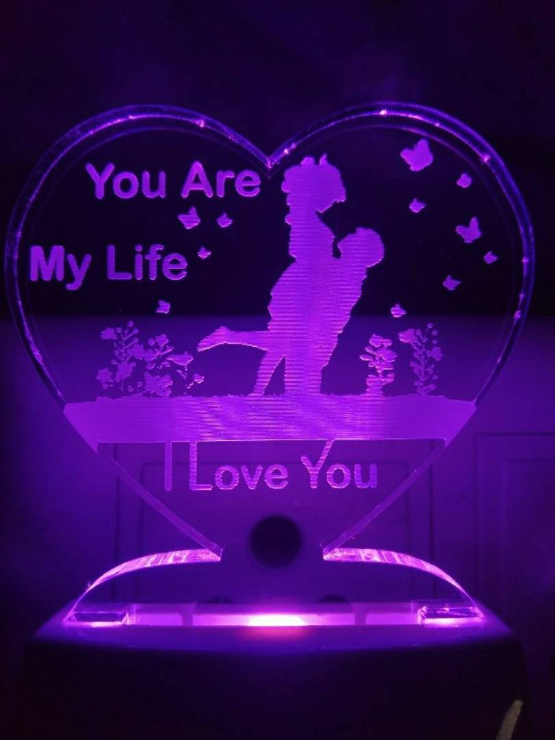 You are my life Love Couple Night Lamp 3D Beautiful Illumination for Home, Bedroom with 7 Color LED Changing Light Night Lamp and Office Night Lamp