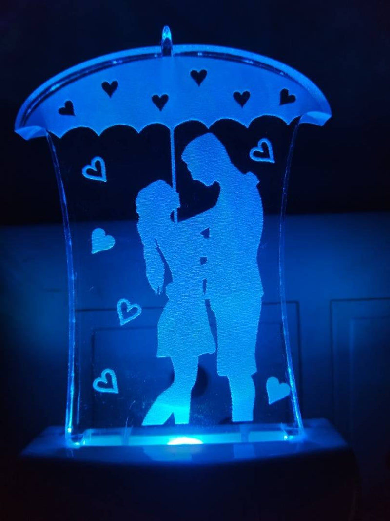 Love couple with Umbrella Night Lamp 3D Beautiful Illumination for Home, Bedroom with 7 Color LED Changing Light Night Lamp and Office Night Lamp