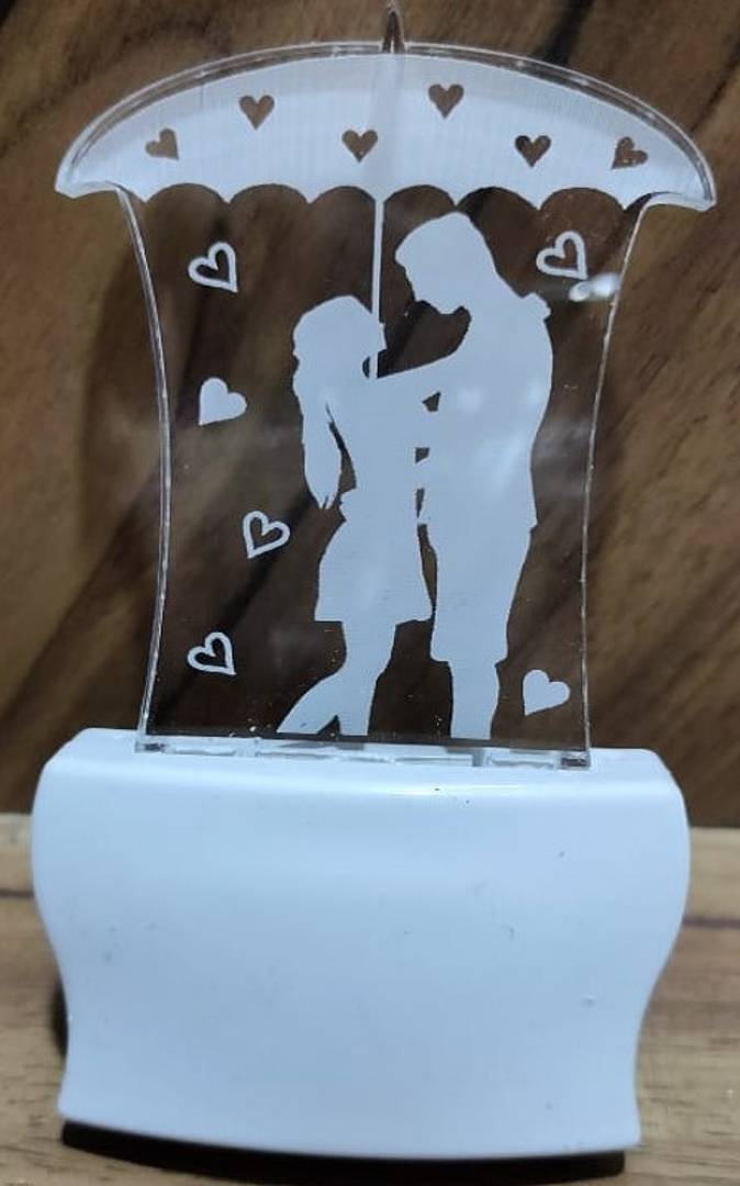Love couple with Umbrella Night Lamp 3D Beautiful Illumination for Home, Bedroom with 7 Color LED Changing Light Night Lamp and Office Night Lamp