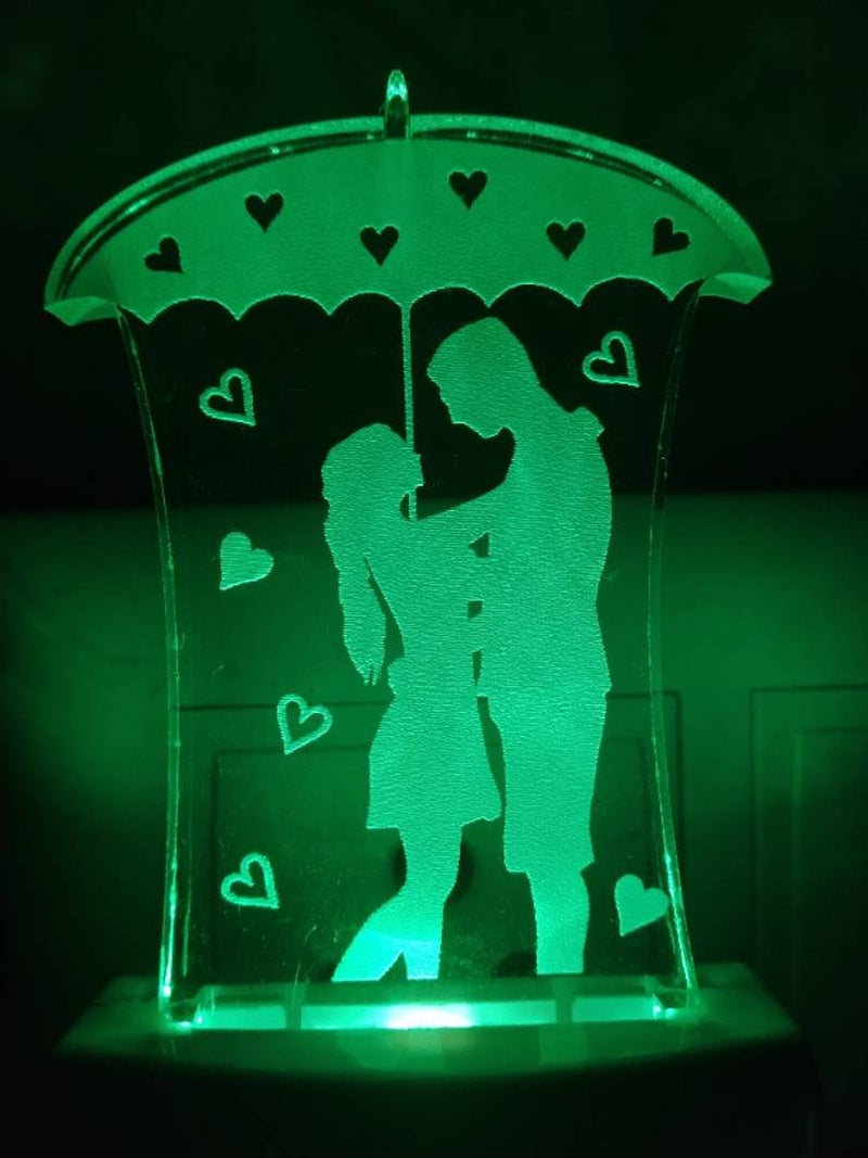 Love couple with Umbrella Night Lamp 3D Beautiful Illumination for Home, Bedroom with 7 Color LED Changing Light Night Lamp and Office Night Lamp