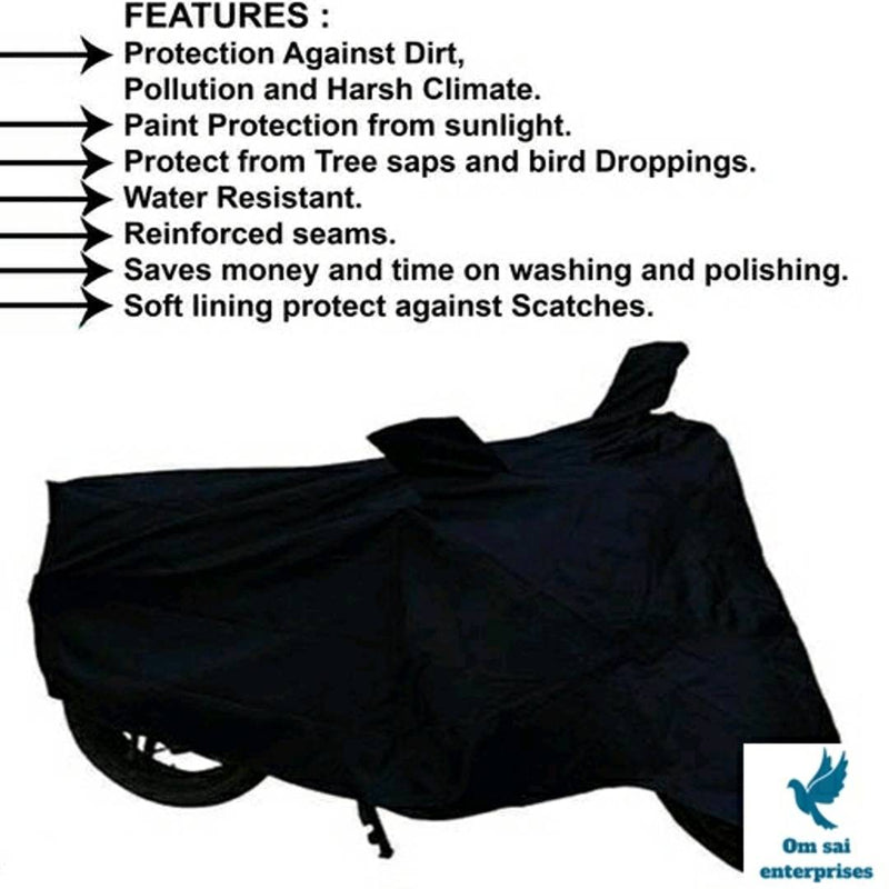 Essential Black Polyester Dust And Waterproof Bike Body Cover For Honda CB Shine