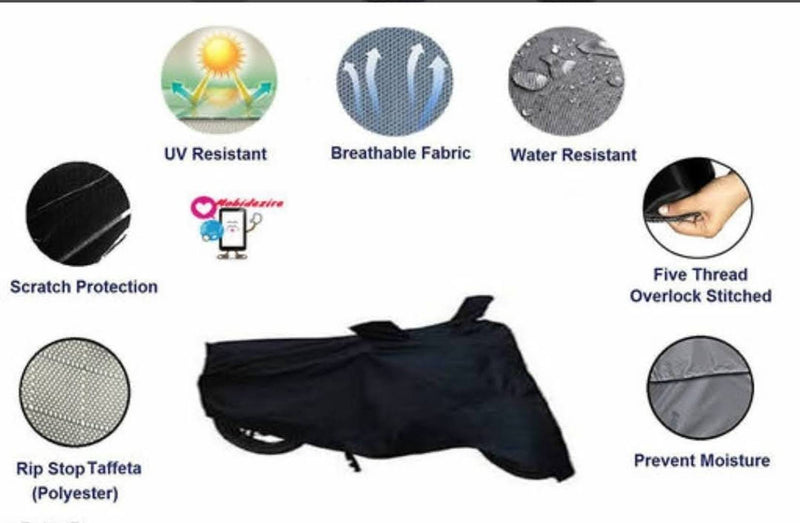 Essential Black Polyester Dust And Waterproof Bike Body Cover For Hero Splendor i-Smart