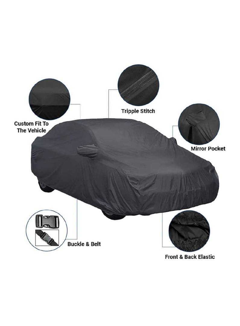 Essential Black Polyester Dust And Waterproof Car Body Cover For Hyundai Santro Xing (Side Mirror Pocket)