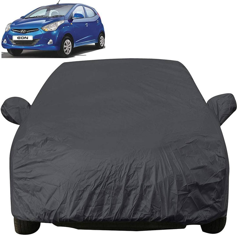 Essential Black Polyester Dust And Waterproof Car Body Cover For Hyundai EON (Side Mirror Pocket)