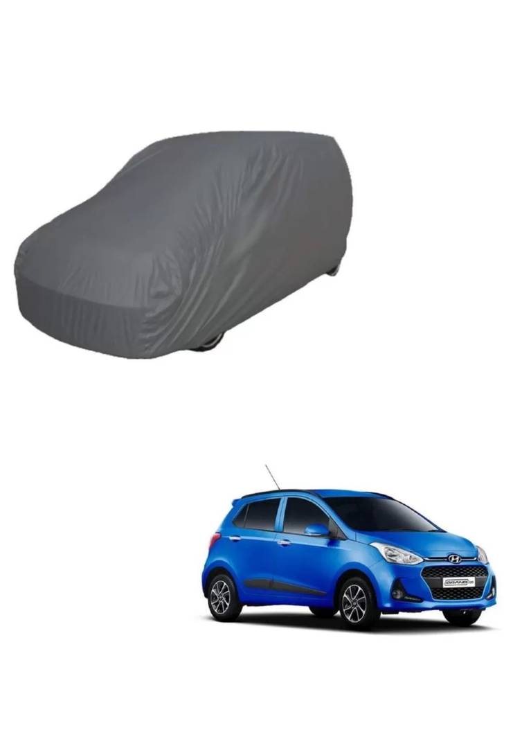 Essential Grey Polyester Dust And Waterproof Car Body Cover For Hyundai Grand I-10