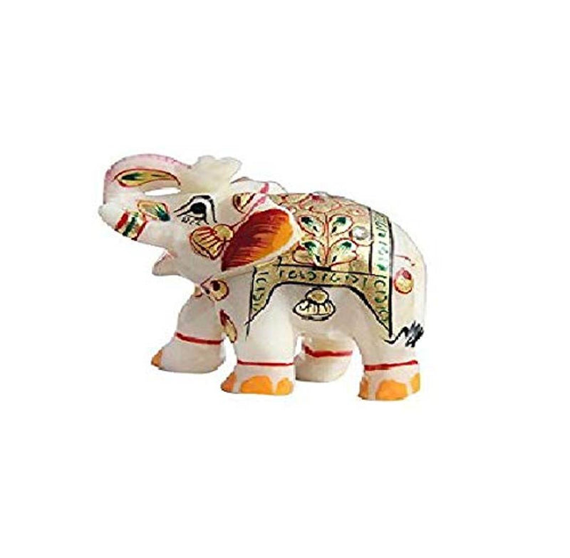 Handicraft Home Decor Marble Meena Elephant Pair