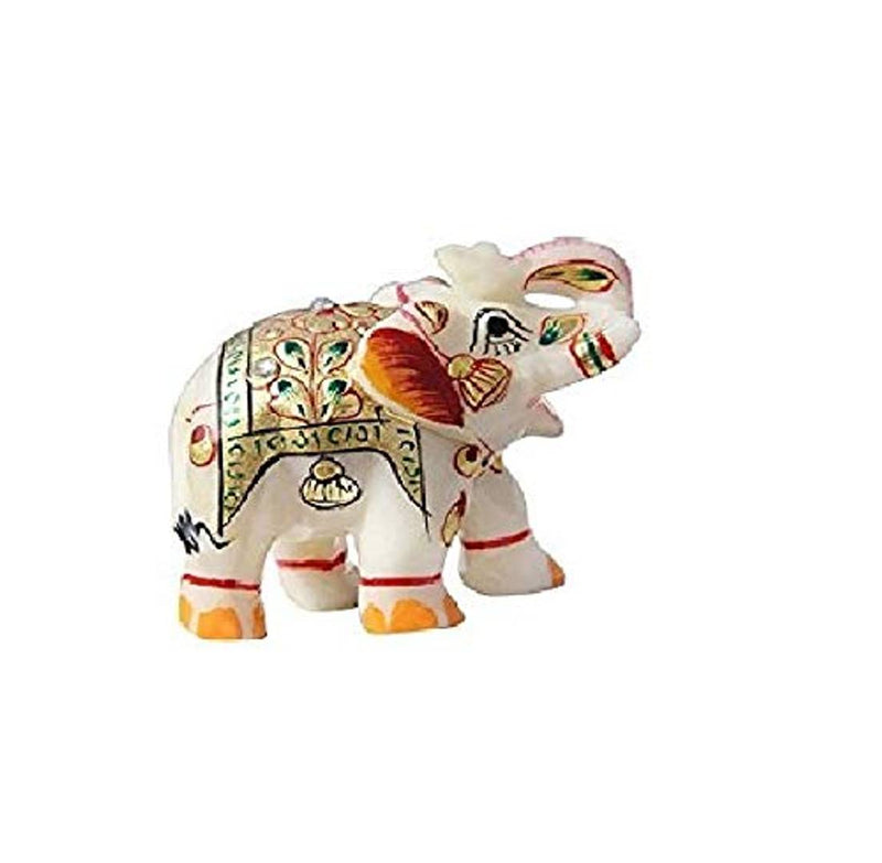 Handicraft Home Decor Marble Meena Elephant Pair