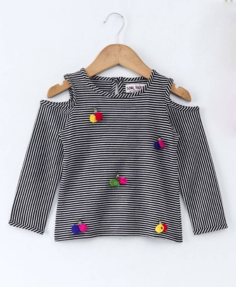 Stylish Black Rayon Dobby Top With Flutter Sleeves For Girls